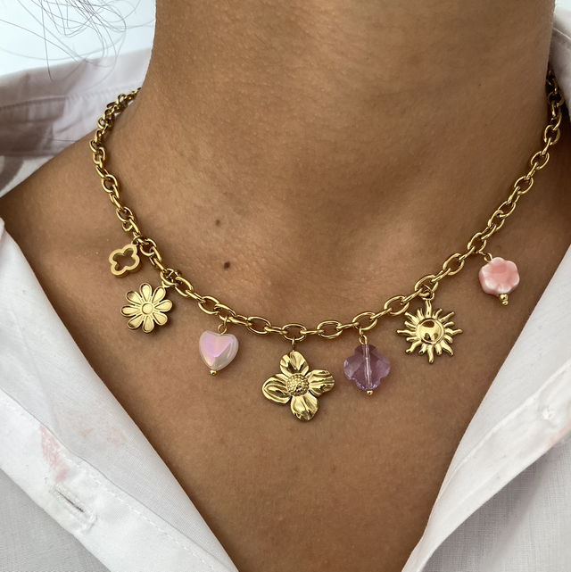 Collier charm fleur 