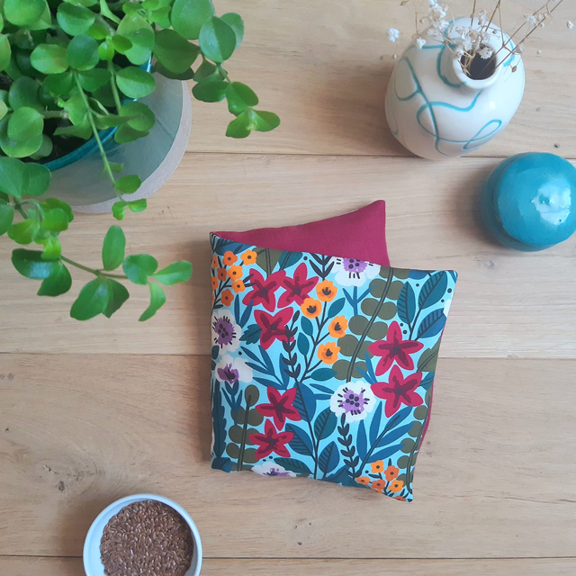 Bouillotte sèche aux graines de lin bio - Moyenne / Jungle fleurie