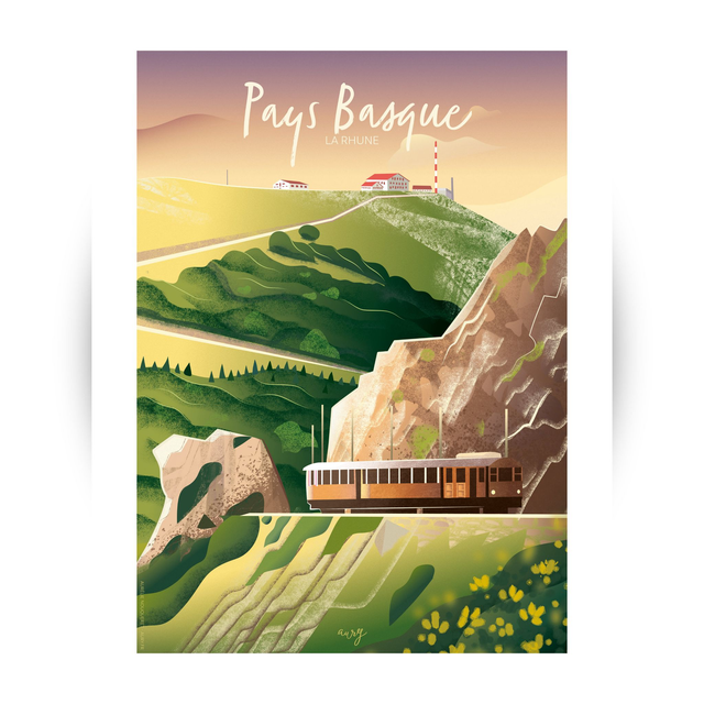 Affiche La Rhune, Pays Basque 30x40 cm
