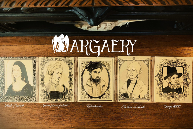 Cartes Portraits de style Renaissance sur parchemin végétal