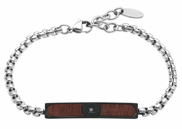 Bracciali in acciaio con riporti in legno B23056