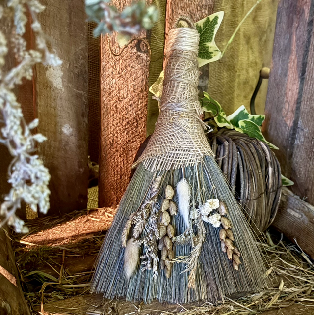 Rustic Botanical Besom Broom - Witchy Pagan Altar Home Décor