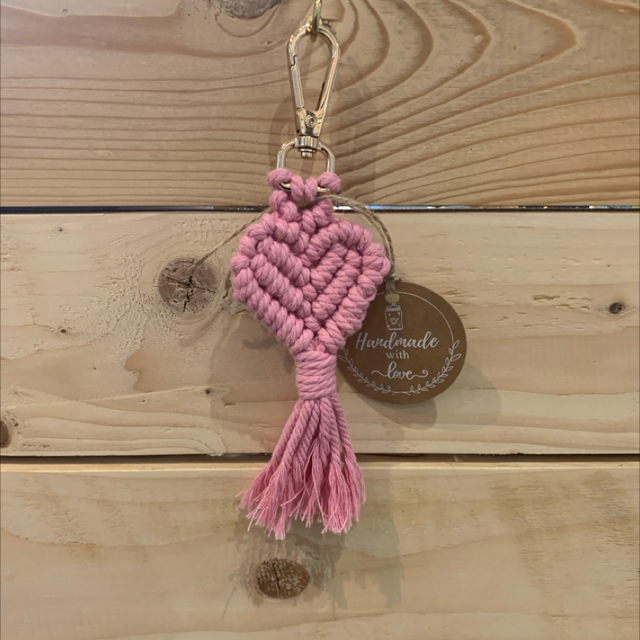 Macrame Medium Heart Keychain