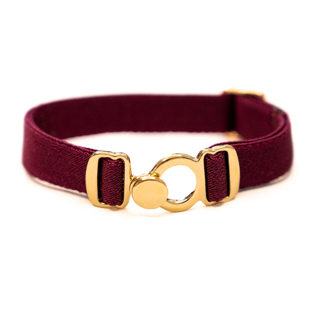Bracelet Koutur doré et ruban bordeaux