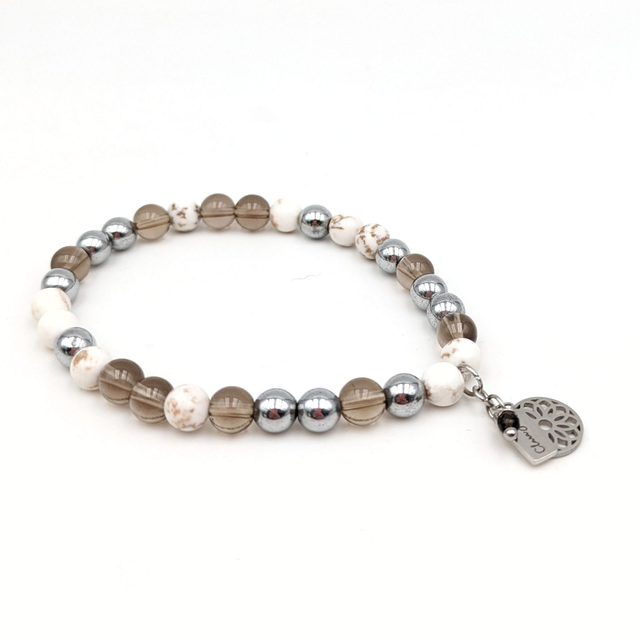 ✨ Bracelet Quartz Fumé &amp; Magnésite – Sérénité et Clarté intérieure