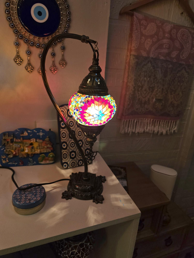 Small Mosaic Swanneck Table Lamp