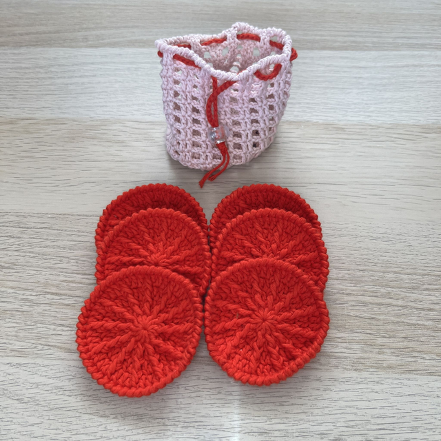 6 Cotons nettoyant/démaquillant et son filet de lavage