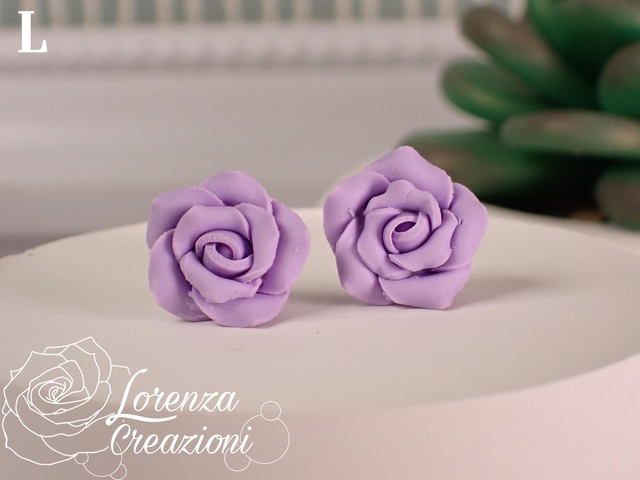 Orecchini a lobo rose viola lilla