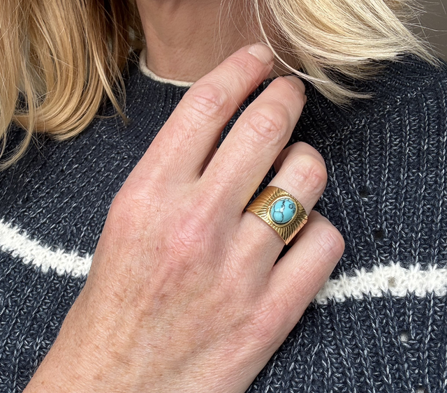 Natural Stone Stainless Steel Ring 