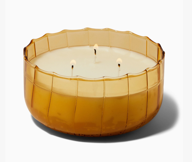 Design Works - Ripple Glass Candle (340g) - Golden Ember