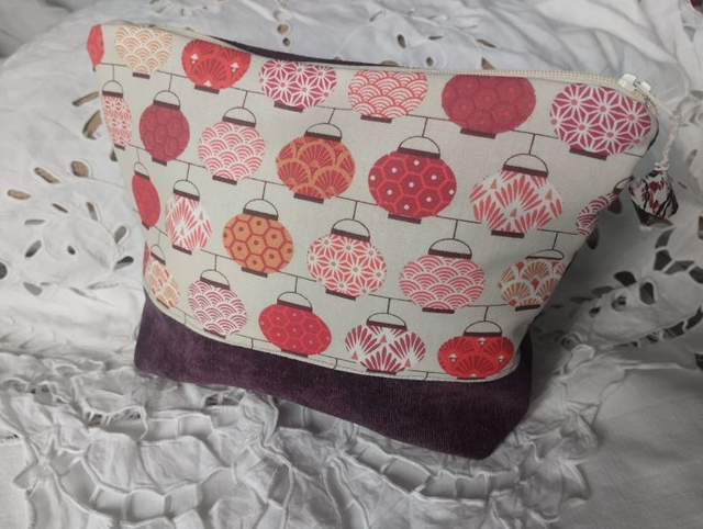 Trousse pochette "les lampions" doublée coton fermeture zip 