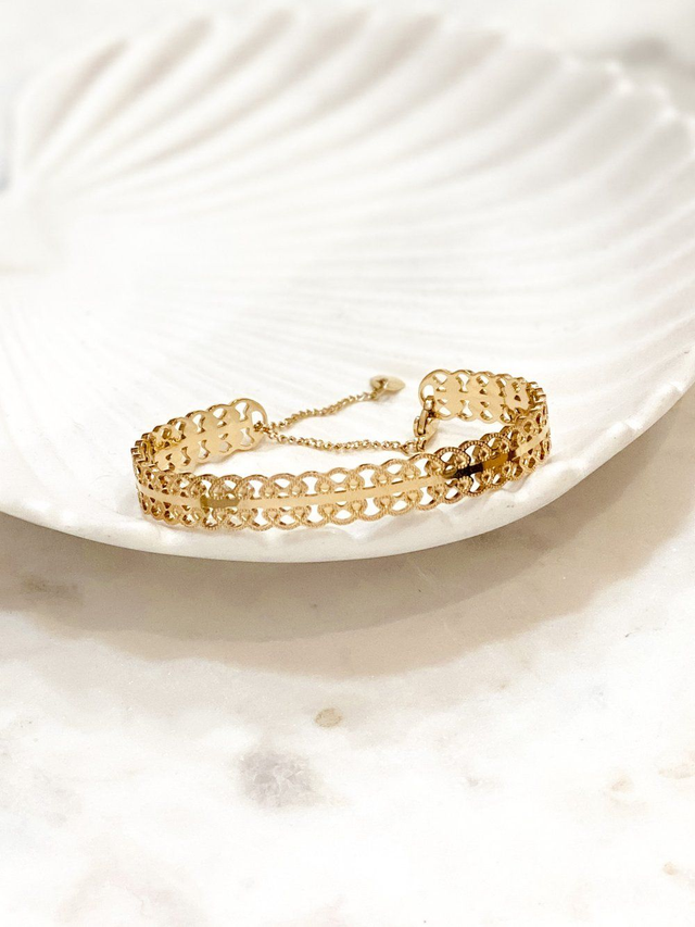 Bracelet Jonc ajouré doré à l'Or Fin - Dentelle d'Eclat