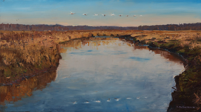 Narew przy Zalewie Siemanówka, 50x90 olej płótno 2025