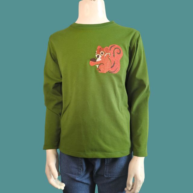 Squirrel embroidered long sleeve Tee 