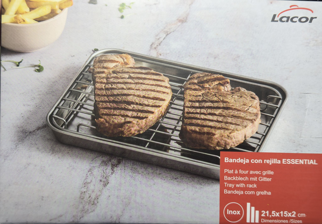 Bandeja con rejilla  ESSENTIAL   LACOR    21,5cm x 15cm