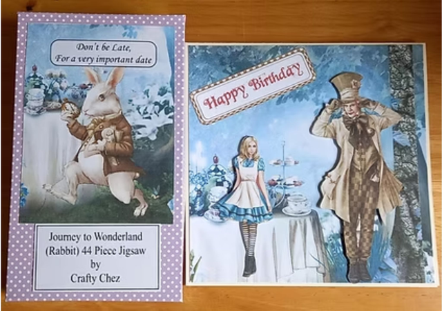 Alice in Wonderland Jigsaw &amp; Pop Up Birthday Card 