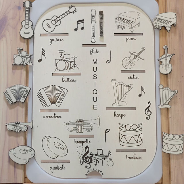 Insert sensoriel bois compatible trofast &quot;instruments de musique&quot;