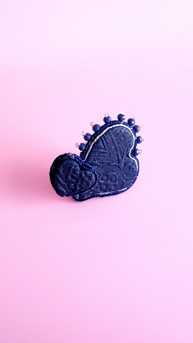 Bague Coups de coeur bleu nuit et argent