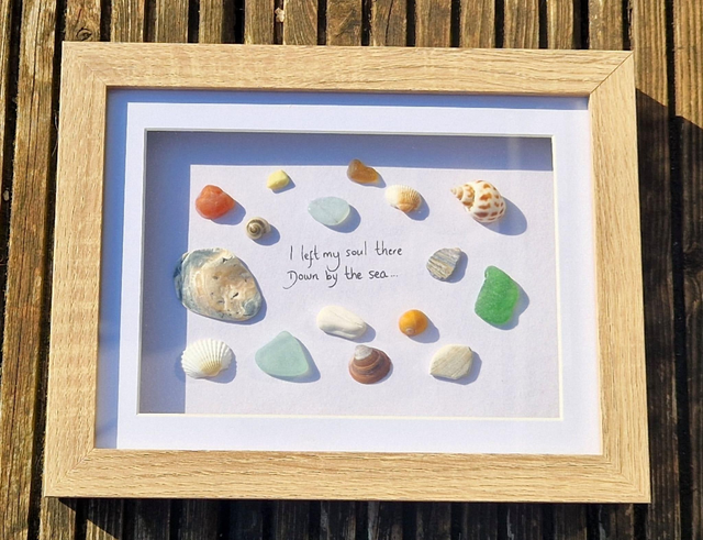 'Down by the Sea' 8x6" Sea Glass Art 