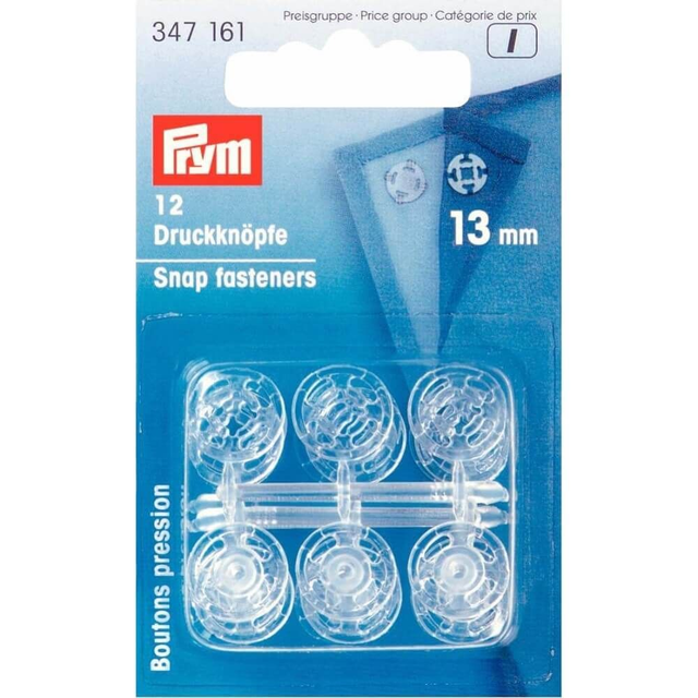 Prym Aannaaidrukknoop kunststof rond 13mm transparant (347161)