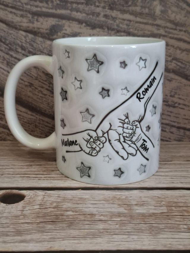 Papa Personnalisé avec mains et étoiles en 3D