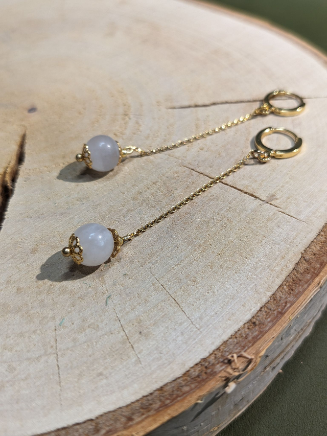 PRECOMMANDE - "Touneto" - Pendants Dormeuses Quartz Rose, Or