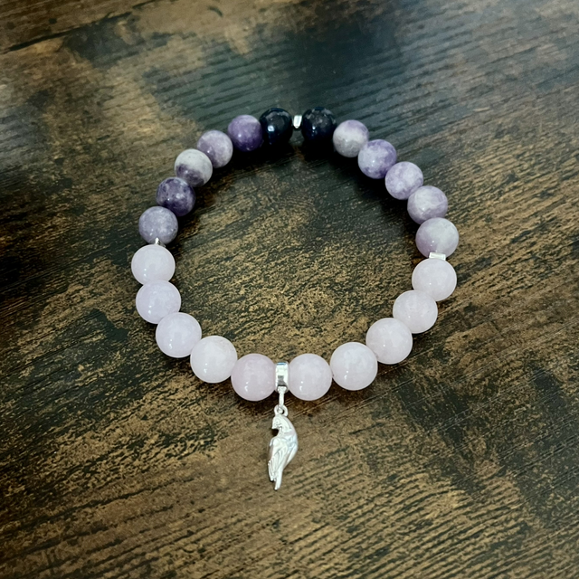 Kunzite et Lépidolite avec apprêts en argent 925