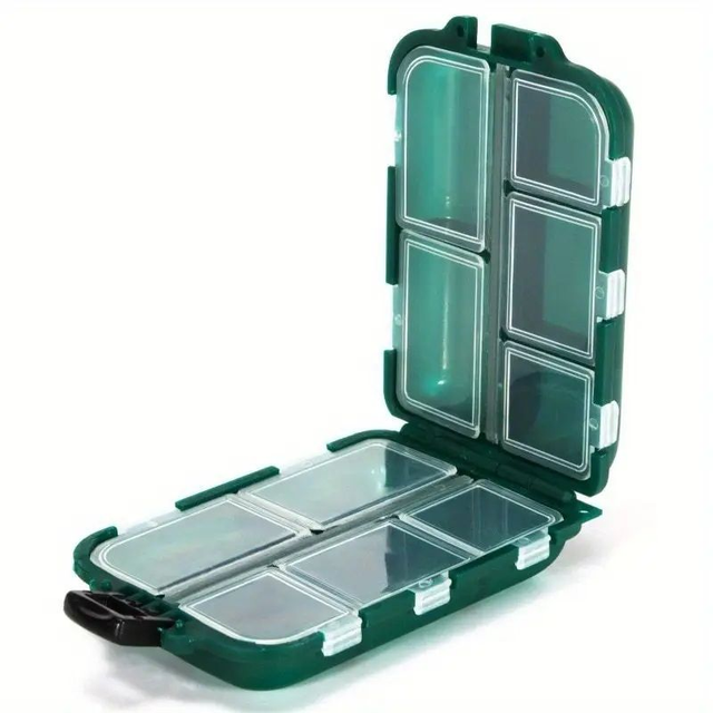  Boîte de Rangement en Plastique Vert 10 Compartiments Double Face