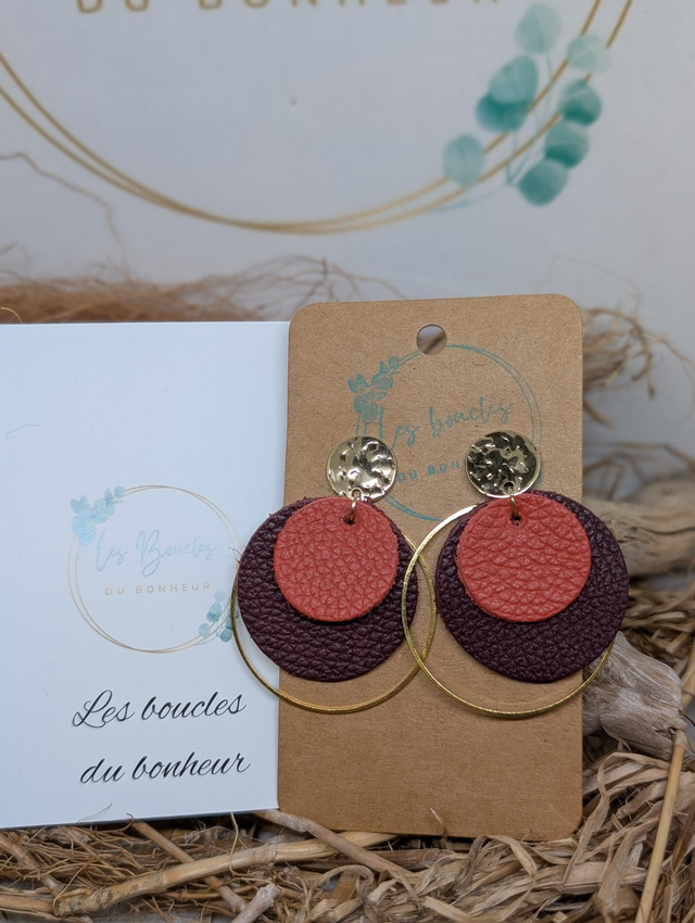 Boucles d&#039;oreilles Moon bordeaux terracotta e073