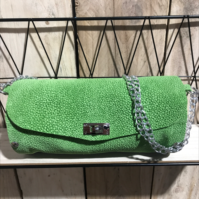 " TOKYO " Vert Pomme façon Galuchat