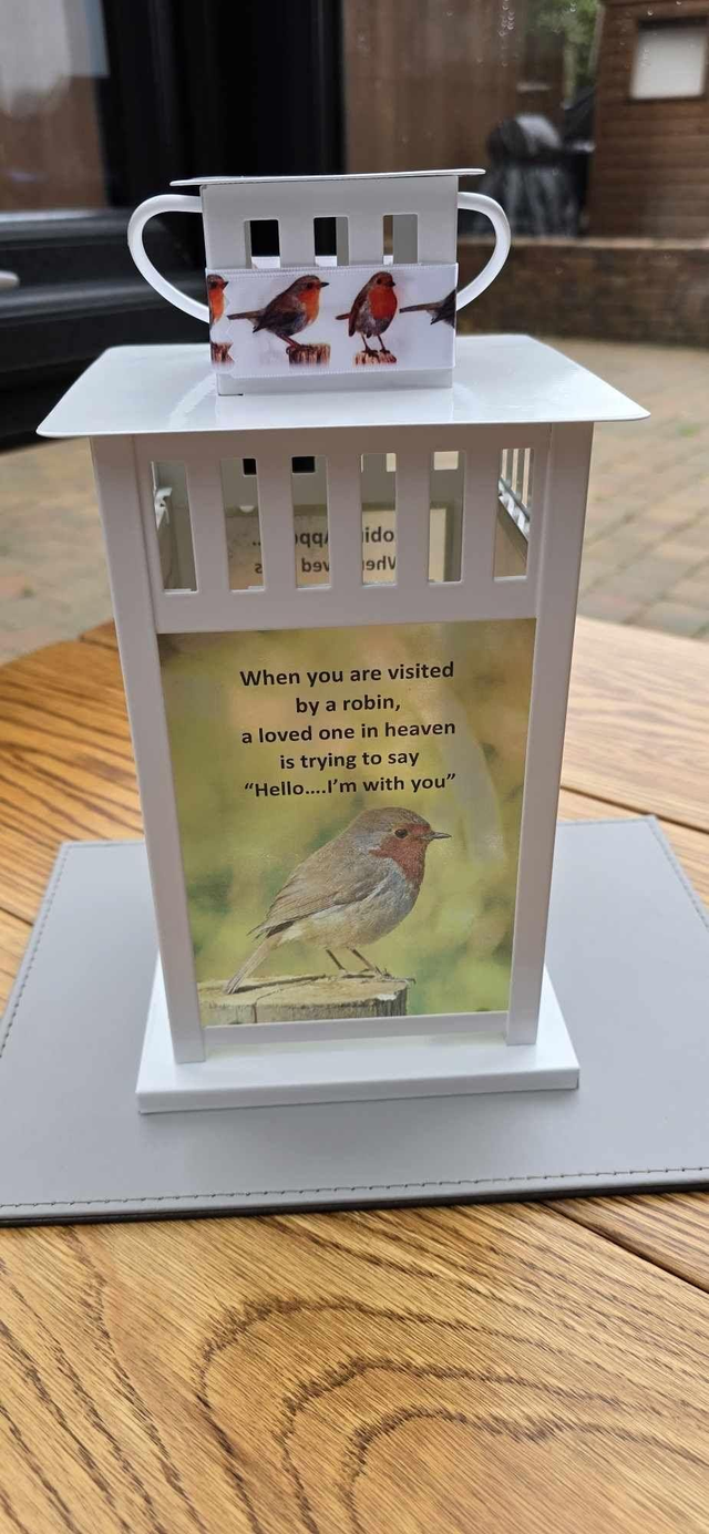 Robin Themed  Memorial Lantern