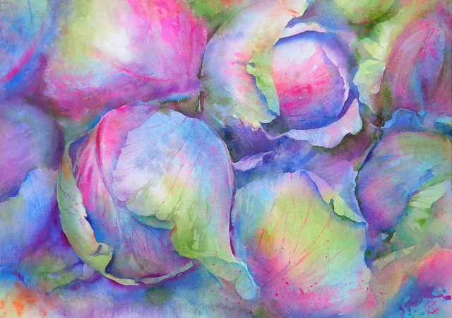 Violet Whispers: A Cabbage Reverie / original