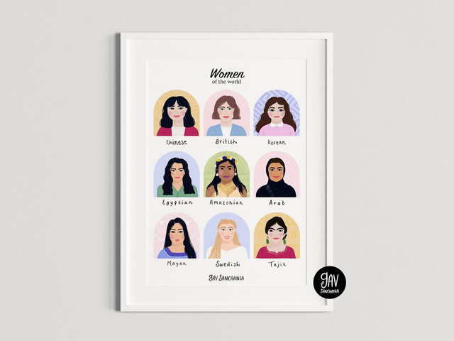 Women of the world, wall art print