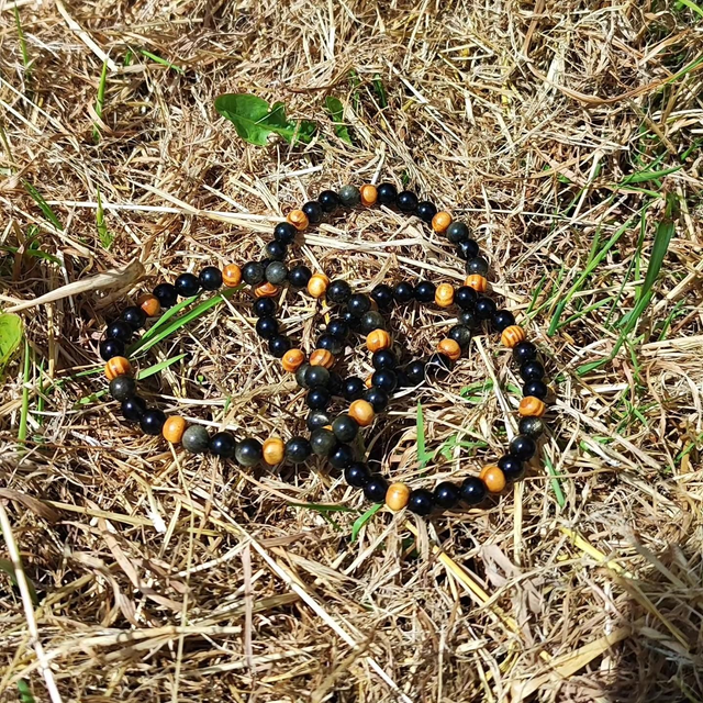 Bracelet Obsidienne doré