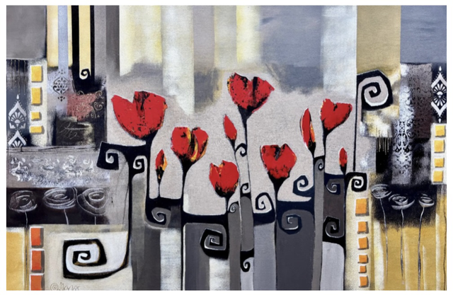 Cartolina doppia Papaveri in scena