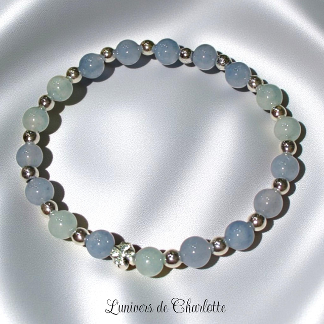 Bracelet "Aigue-marine" - Perle 6 mm - REF48