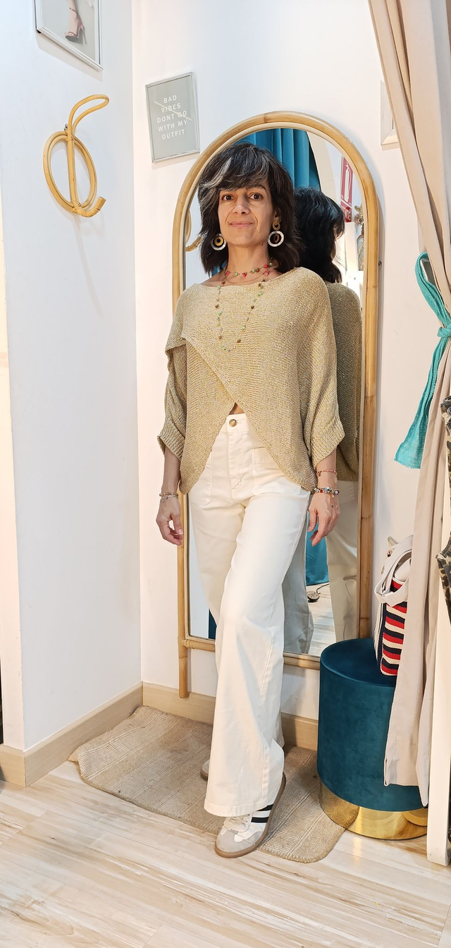 Jersey poncho dorado lurex