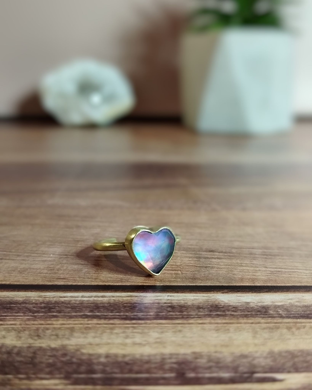 Bague cœur d&#039;Opale aurora