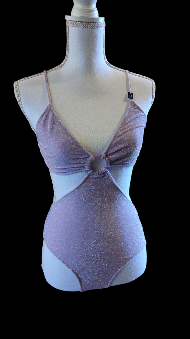 Maillot de bain une pièce violet pailleté taille S (Undiz) 