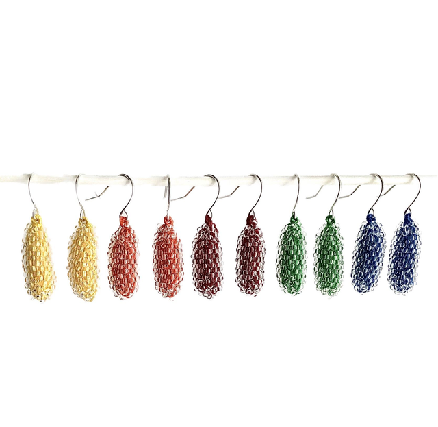 Earrings "crystal on colorful yarn" 