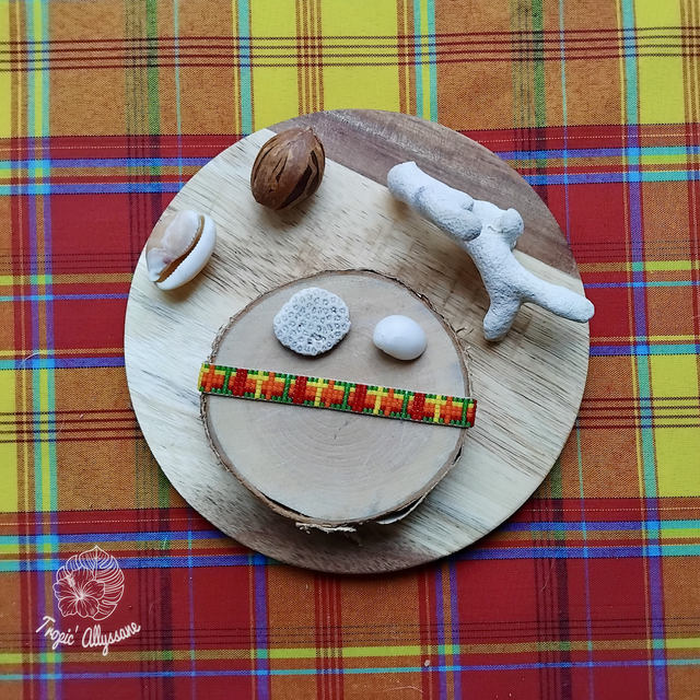 Madras Tissé (Étroit): Rouge / Jaune / Orange / Vert