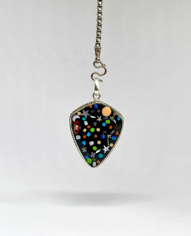 Pendentif Galaxy POISSON argent massif et pierres naturelles 