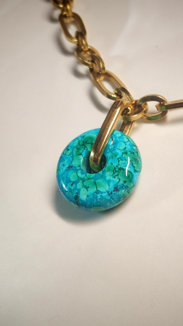 Collier donut malachite-chrysocole
