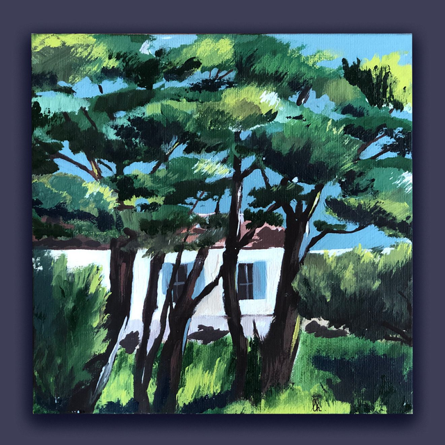 petit tableau les pins 4 20X20