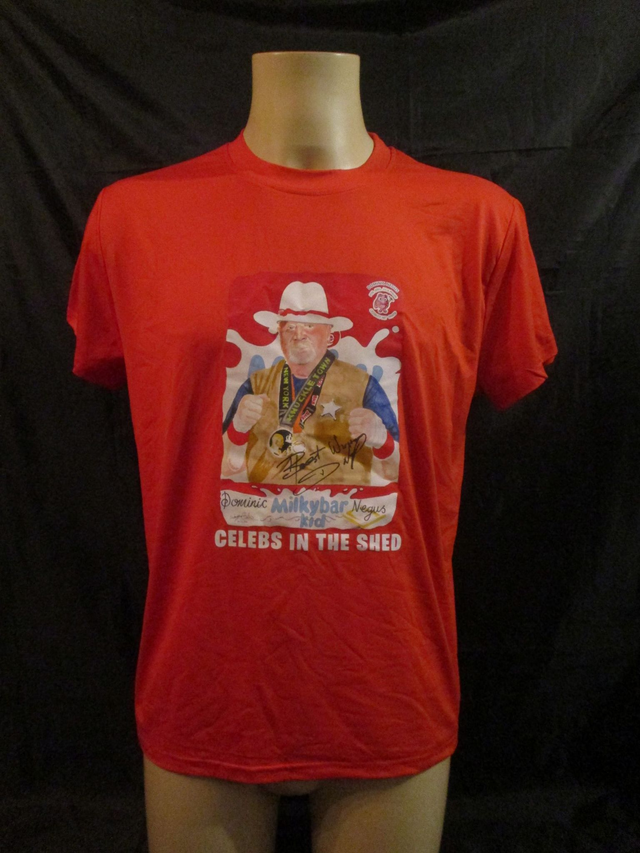 Dominic 'Milky Bar Kid' Negus Picture T-Shirt WOMENS ADULT 100% Polyester Crew Neck RED (Large) Top PRE ORDER