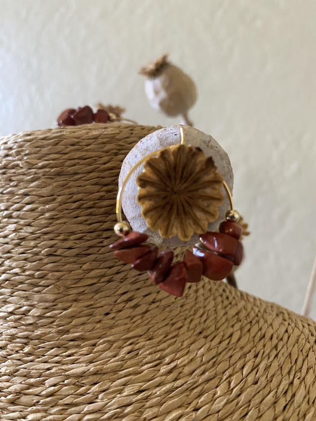 Boucles d&#039;oreilles DINA - JASPE ROUGE