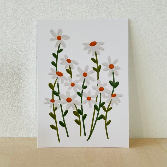 Ansichtkaart bloemen madelief, 10 x 15 cm