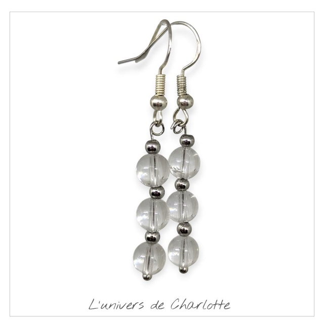Boucles d'oreilles "Cristal de roche" BO-030