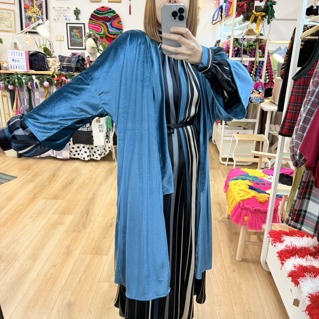 Kimono Velluto Ottanio