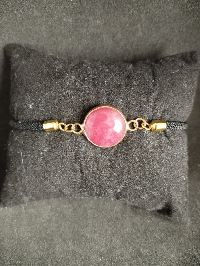 Bracelet réglable en jade rose